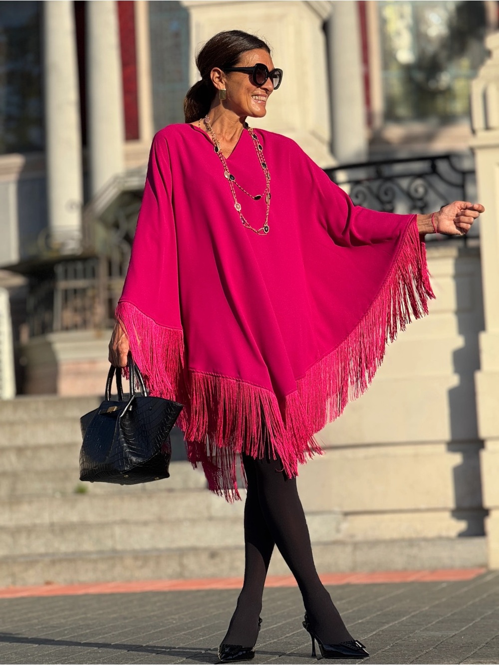 Marielle Almelo Dress Nina Fringe Pink NWT One Size Fits Most